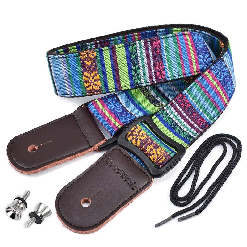 CLOUDMUSIC Ukulele Strap Tenor Concert Soprano Baritone Coloful Hawaii Floral Patterns For Adult Size Kids(National Blue) - Image 1